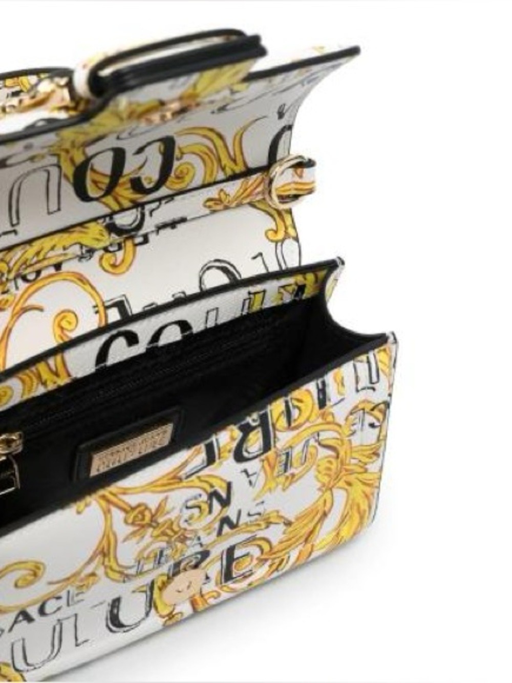 NWT Versace Jeans Collection mini White Baroque Print Satchel with Gold Hardware - Picture 5 of 5
